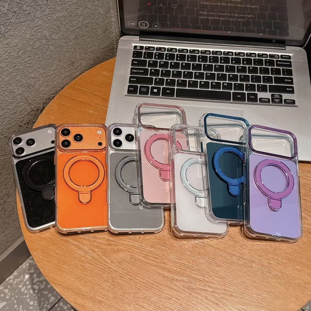 Magnetic Stand Glitter Luxury Phone Case for iPhone 18 17 Air 16 15 14 13 12 11 Pro Max Back Wireless Charger Phone Cover