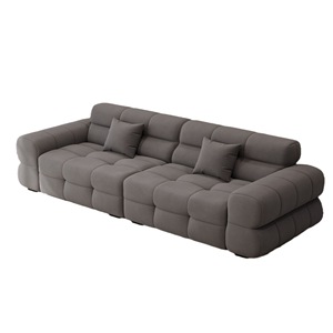 Sofá cremoso de tela con diseño de líneas rectas y capitoné para sala de estar y apartamentos pequeños - Product Image 5