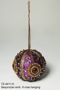 Beautiful Handmade Christmas Ball Ornament Colorful Hanging Decorative Xmas <b>Tree</b> Decoration with Embroidered Big Balls - Product Image 3