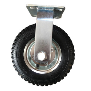 Heavy Duty Rubber Inflatable <b>Caster</b> <b>Wheels</b> 10 Inch Swivel Flat Plate Type For Cart Trolley Use - Product Image 3