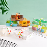 Boîtes à dessert personnalisées avec logo, emballage recyclable pour pâtisseries, avec poignée, couvercle en papier transparent, boîtes à biscuits pour desserts
