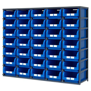 Fami Ed Series Shelf With 30 Places L1765 D460 H1300 Dark <b>Grey</b> Ral7000 Tool <b>Cabinet</b> - Product Image 3
