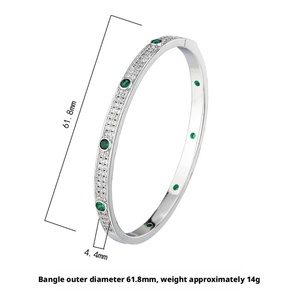 Fashionable Eco-friendly <b>Copper</b> Micro Pave Multicolor Corundum Zircon <b>Bangles</b> for Women Elegant Daily Wear - Product Image 2
