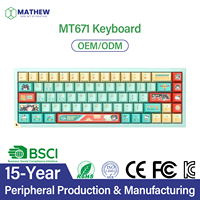 Keyboard Gaming Mekanik Mini 65% ISO/ANSI/ABNT2 yang Dapat Disesuaikan, RGB, Mendukung Hot-swap, Dapat Dikustomisasi Bahasa Prancis/Jerman/Portugis Brasil, Dll.