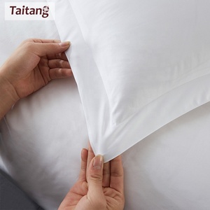 Taitang Hôtel 5 étoiles Fournisseur unique Literie de luxe en coton Linge de lit <span class=keywords><strong>blanc</strong></span> <span class=keywords><strong>Drap</strong></span> de lit - Product Image 4
