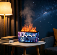 Diffuseur d'arômes à brume flamme, humidificateur ultrasonique, humidistat, purificateur d'air LED de table, 3 couleurs, aromathérapie domestique, minuterie silencieuse