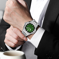 Nibosi 2632 Montre Classique Carrée à Quartz pour Hommes en Acier Inoxydable, Étanche et Luminescente avec Date, pour les Affaires