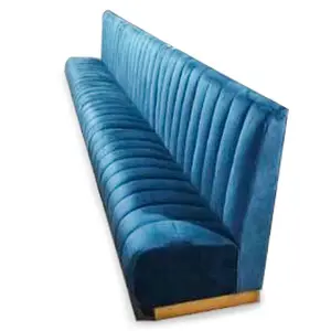 الأزرق المخملية بو الجلود تصميم مطعم أريكة مقاعد البدلاء مقعد مقصورة 3 تتسع 6Ft USA السوق BT752