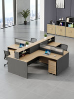 Ensemble de bureaux et chaises de bureau pour personnel, bureau cloisonné 6 places, design mobile en forme de T/F pour le secteur financier, bureau moderne et simple