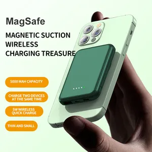 Магнитный внешний аккумулятор с быстрой зарядкой, 5000 мАч, Мини Портативный магнитный внешний аккумулятор с зажимом для Iphone 12 13
