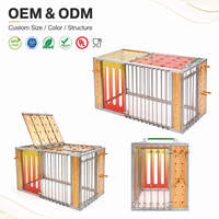 Cage pour chien en profilé aluminium, panneaux en acrylique transparent et en bois écologique, porte verrouillable, cage pour animaux de compagnie sur mesure
