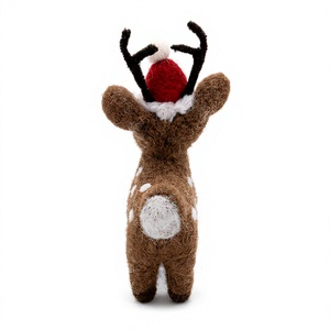 Figura de Reno de Fieltro No Tejido Hecha a Mano con Gorro de Santa Claus, Pequeña Decoración Navideña de Dibujos Animados para Colgar en la Pared, Decoración Interior - Product Image 4
