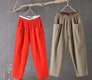 Vente <span class=keywords><strong>en</strong></span> gros <span class=keywords><strong>en</strong></span> usine Offre Spéciale pantalons grande taille pour femmes pantalons décontractés <span class=keywords><strong>en</strong></span> coton et <span class=keywords><strong>lin</strong></span> de couleur unie pour femmes - Product Image 6