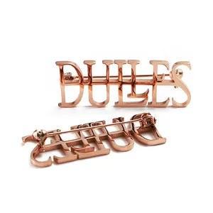Factory Suppliers Customize Your Own Metal Stainless Steel Cut Rose Gold Metal Logo Pin Brooch