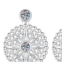 Boucles d'oreilles clous en argent sterling S925 avec étoiles et disques ronds, bijoux de mode en moissanite pour femme et fille, idéales pour les fêtes et mariages