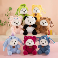 Peluche Kawaii Mignonne de 8 Pouces, Modèle Lapin en Costume d'Ours, avec Capuche, pour Jeu de Grue et Prix de Rédemption d'Arcade, Vente en Gros d'Usine
