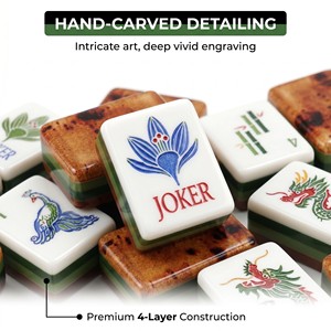 Ensemble de tuiles de mahjong américaines de qualité supérieure, personnalisées, sculptées à la main, 4 couches, 160 pièces, pour table de casino et divertissement - Product Image 3