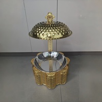 Réchaud à alcool en acier inoxydable doré pour fondue, 8L, sans revêtement, avec couvercle suspendu, maintien au chaud pendant 6 heures, pour l'approvisionnement transfrontalier