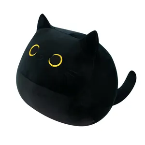 40cm yeni sevimli kedi peluş oyuncaklar yumuşak vücut yastığı bebek siyah kedi bebek uyku konfor bebek doğum günü hediyesi toptan