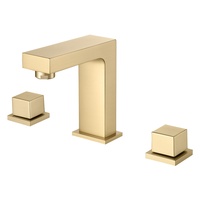 Robinet de bain sur pied en laiton, finition or brossé, mitigeur de baignoire à levier unique avec valve en céramique, standard hôtelier de luxe, à débit doux