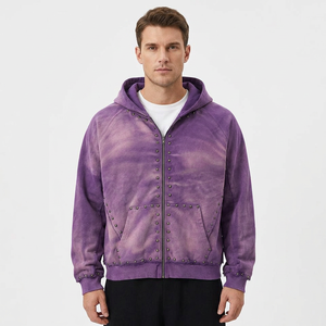 Sudadera con capucha tie-dye para hombre, de ajuste holgado, forro polar, informal, de invierno, ODM, antipilling, con bolsillos de longitud completa - Product Image 1