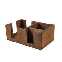 Boîte de rangement rustique en bois pour serviettes et pics à cocktail, idéale pour restaurants et bars