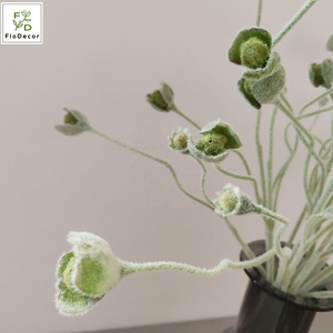Fiore di Papavero Artificiale da 65 cm con Stelo Floccato Pieghevole, Decorazione per Casa e Accessori per Fotografia, Papaveri Arancioni - Product Image 4