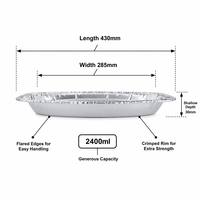 Barquette en aluminium jetable extra large et peu profonde, 430x285x28mm, 2400ml, robuste, pour rôtir la dinde, les buffets et les réceptions