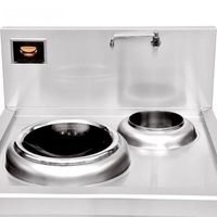 Lestov Plaque de cuisson à induction professionnelle simple brûleur en acier inoxydable 8000W avec arrêt automatique de sécurité, petite gamme de woks pour plats sautés