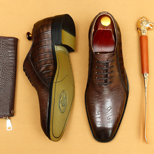 Nouvelles Chaussures en Cuir pour Hommes Style 2026 - Cuir de Vachette Pleine Fleur à Motif Crocodile - Chaussures Habillées Oxford Formelles pour Mariages - Product Image 3