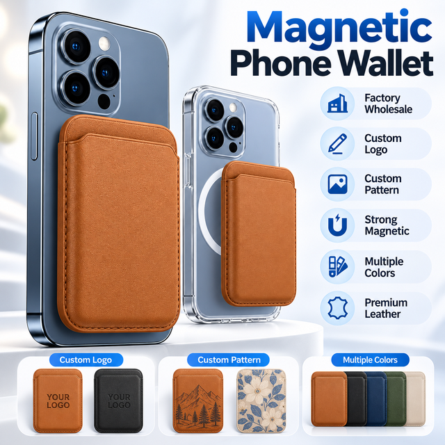 Ultrathin Minimalism PU Leather Phone Wallet with Easy Push Magsafe Magnetic Card Holder Wallet OEM Wholesale