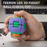 Balle anti-stress 3D Feeron LED : Jouet sensoriel portable à presser et tourner, avec grip texturé, anti-anxiété, gadget de bureau en PLA