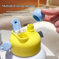 Bouteille d'eau en plastique avec paille, design moderne et créatif, motif dessin animé, 800 ml