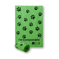 Sac à déchets de bonne qualité Emballage de fécule de maïs biodégradable écologique pour chien Compost biodégradable de caca pour animaux de compagnie imprimé personnalisé
