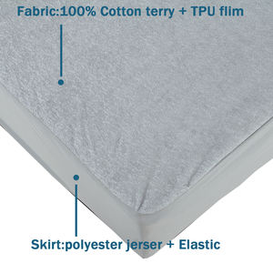 Tapis <span class=keywords><strong>de</strong></span> <span class=keywords><strong>lit</strong></span> en coton gris biologique - Tricoté uni, imperméable, <span class=keywords><strong>anti</strong></span>-insectes et respirant pour les tailles Twin XL - Product Image 3