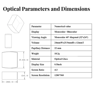 Loupe optique de <span class=keywords><strong>perspective</strong></span> d'affichage de 0,5 pouce, interface optique libre de forme AV HD MI 1280*960 - Product Image 2
