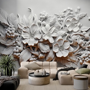 Carta da Parati 3D con Scultura Floreale in <span class=keywords><strong>Gesso</strong></span> per Soggiorno - Product Image 2