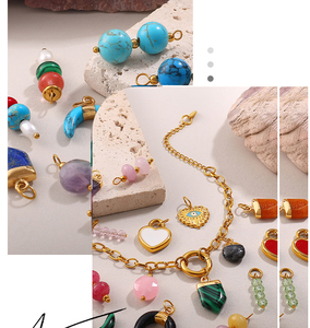 El Almanaque de Piedra |   Anilla de Acero Inoxidable Chapada en Oro PVD de 18K |   Colgantes de Piedras Preciosas Naturales Surtidas para la Creación de Joyería DIY - Product Image 6
