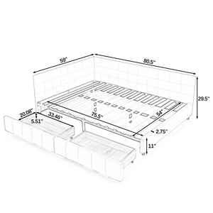 Willsoon Nữ Hoàng Hiện Đại L-Hình Nhung Bọc Có Thể Điều Chỉnh Nền Tảng Giường Với Lưu Trữ Ngăn Kéo Màu Đen Vuông Tufted Góc Khung - Product Image 4