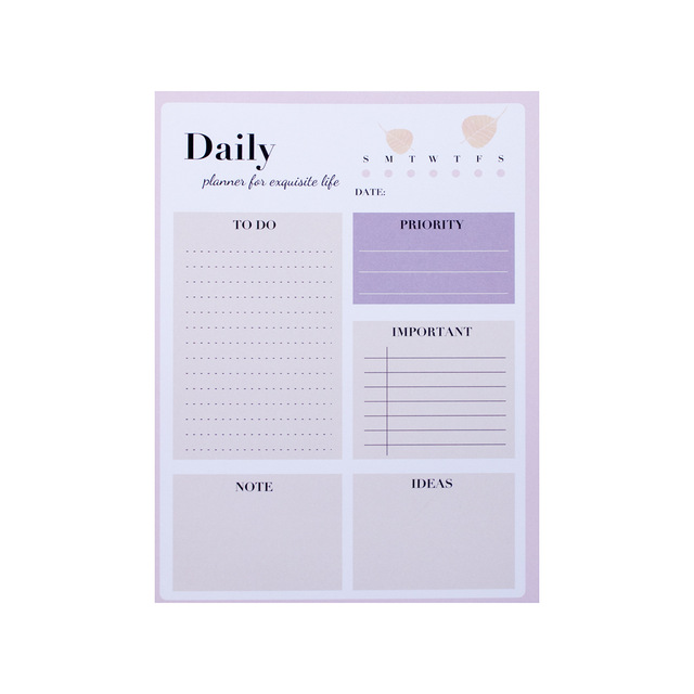 Custom LOGO High Quality A5 Daily Plan Note Pad English Weekly Plan Notebook Writing Memo Notepad School Supplies