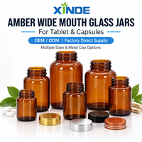 Bocaux en verre à large ouverture XINDE Amber avec bouchon métallique, flacon à large ouverture pour huiles essentielles, comprimés et capsules