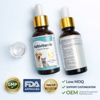 Supplément OEM pour animaux de compagnie Gouttes de multivitamines pour les allergies cutanées Soulagement de la digestion intestinale Vitamines pour chiens en bonne santé