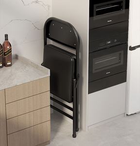 كراسي قابلة للطي مريحة من الجلد الصناعي مع وسادة مبطنة وإطار معدني متين للمنزل والمكتب - Product Image 3