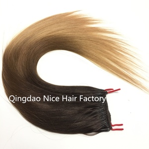 Extension de <span class=keywords><strong>cheveux</strong></span> 100% vierges naturels, 1 donière, <span class=keywords><strong>fil</strong></span> de coton mince noué, origine coréenne, jumeaux, ombré, avec deux pointes - Product Image 4