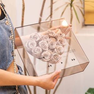 Luxury Acrylic <b>Box</b> Transparent Square Flower <b>Box</b> <b>CD</b> Style Creative Gift <b>Box</b> for Valentine's Day - Product Image 5
