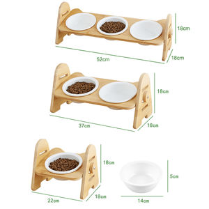 Mangkuk anjing keramik hewan peliharaan, Tempat makan leher tinggi dapat disesuaikan untuk makanan anjing kucing dan air kayu keramik kucing - Product Image 2