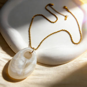 Collar Irregular de Moda Europea y Americana, Colgante de <span class=keywords><strong>Piedra</strong></span> Natural en Forma de Gota de Agua, Joyería, Collar de Cadena Trenzada de Acero Inoxidable, Regalo - Product Image 6