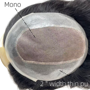 Mono Base <b>Toupee</b> With 2 Inch Thin PU Edge Hair Topper For Women - Product Image 1