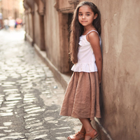 Jupe en lin pour enfants, vêtements pour petites filles, jupe 2019 à boutons, Style Vintage, retour à l'école, 100%