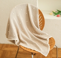 Couverture pour bébé en tricot à pois de luxe 100% coton avec LOGO personnalisé